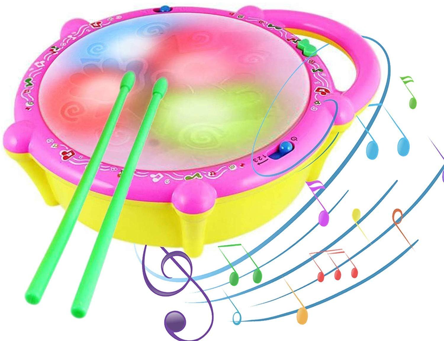 Creative Kids Musical Flash Drum with 3D Lights Music for Baby Toy for 2 3 4 Year Kid Boy Girl, Musical Sound Instrument Learning & Educational Baby Toy