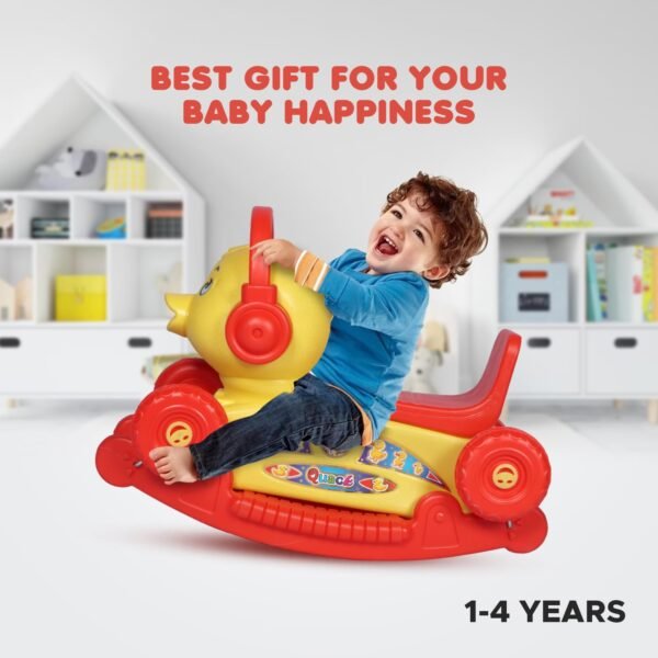 Quack Duck Rider for Kids 1-3 Years Old 2-in-1 Rocker/Ride-Ons & Wagons Non Battery Operated Rideon (Red & Yellow) - Image 4
