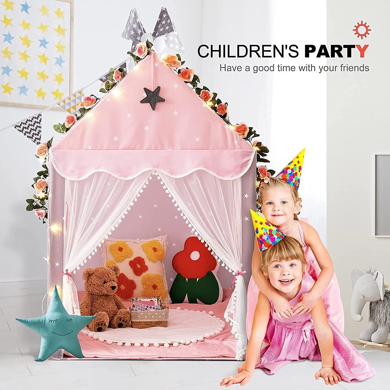 Colorfull and Extremely Light Weight Indoor and Outdoor Kids Play Tent House for 3-8 Years Old Kids Girls and Boys (Star 0123) - Image 2
