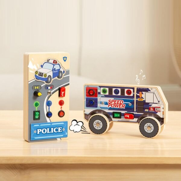 Toy Montessori Wooden Busy Board Sensory Toy for Boys Girls Toddlers 1+ Year Old Police - Image 4
