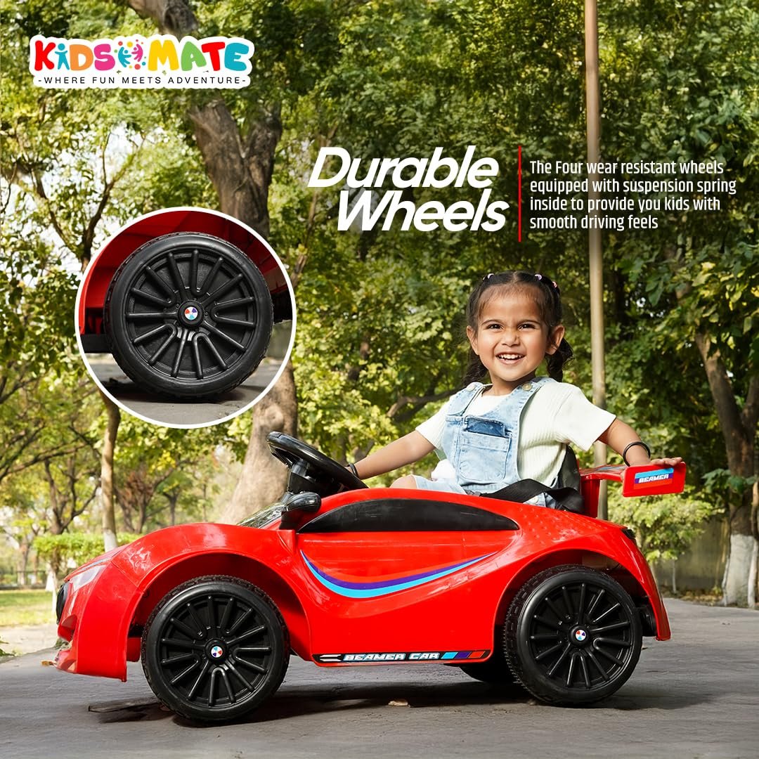 Kidsmate Beamer Electric Car for Kids Aged 1-3 Years | Battery Car for Kids with 6V Rechargeable Battery, Remote Control, Swing Function, Bluetooth Music Player & LED Lights | Up to 25 kg Capacity - Image 3