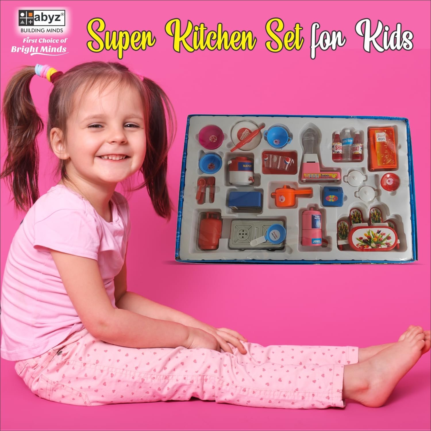Kids Super Kitchen Play Set with Miniature Appliances and Accessories, Pretend Play Cooking Toys Set for Children Ages 3-5 Years - Image 4