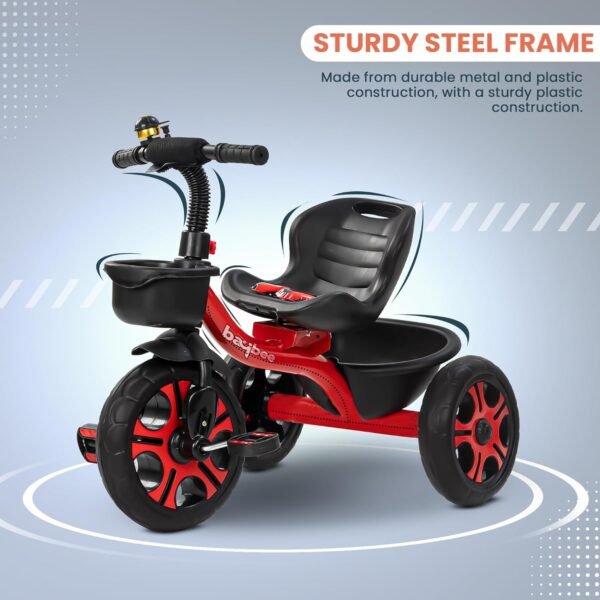 Baybee TRIGx Baby Tricycle for Kids | Smart Balanced Baby Trikes with Comfort Seat, Front & Back Storage Baskets & Eva Wheels | Children Bicycle for Kid | Kids Cycle for 2-5 Years Boy Girl (Red) - Image 6