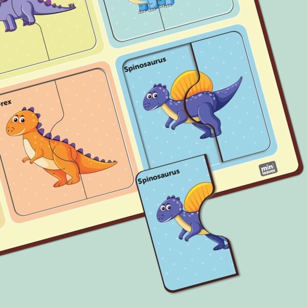 2 Pieces Wooden Dinosaur Puzzle Kids Toys for 2-5 Years Boy Educational Jigsaw for 2+ Year Old Boy Child Safe & Durable Zero Plastic Preschool Picture Matching Toys - Image 5
