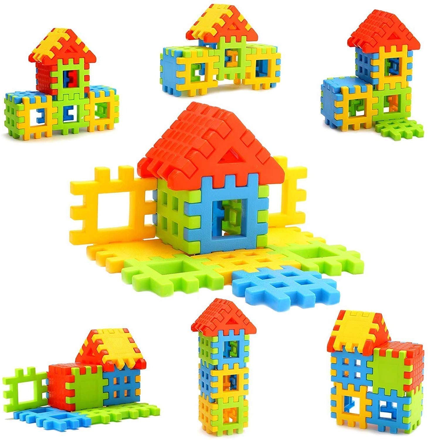 MBK 60+ PCS Medium-Sized Happy Home Building Blocks Set - Fun Multicolour Toys for Kids 2-5 Years Old - Image 5