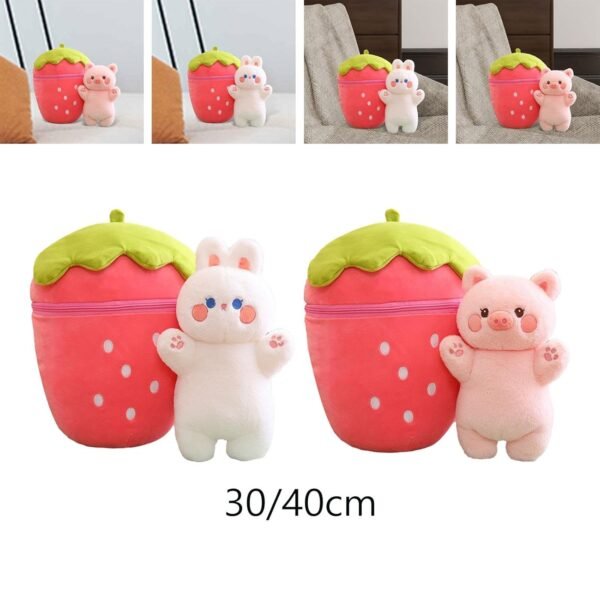 bnf® Cute Flip Strawberry to Animal Plush Toys Home Decorative for Boys Girls Kids 30cm Rabbit - Image 4