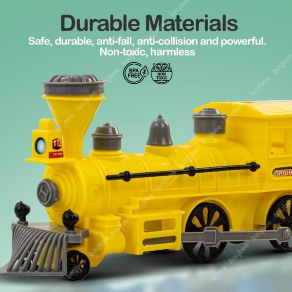 BAYBEE Steam Engine Train Toys for Kids Engine Toy for Kids Train Toy Vehicle Playset for Kids, Birthday Gift for Kids | Pull and Go Train with Light for Kids 2+Years Boy Girl (Yellow) - Image 6