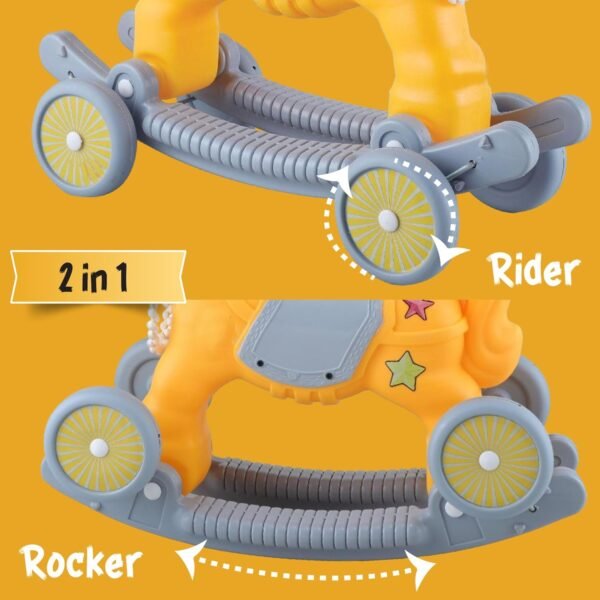 Rockin\' Roll Horse Ride - 2 in 1 Adventure|Riding Horse for Toddler|Baby Rocking Chair Push Ride On Toy Car|Rider Cum Rocker|Birthday Gift for Kids 1-3 Years|Made in India|Yellow - Image 6