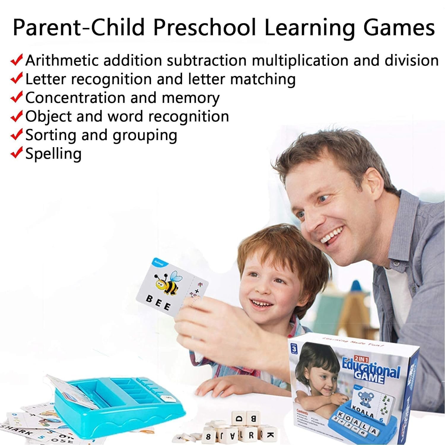 PLUSPOINT Educational Game of Learning Words with Flash Cards 2 in 1 Matching Letter and Number Games for Boys and Girls Sight Words Recognition Kindergarten Teaching Tools Preschool 3-8 Years Old - Image 6
