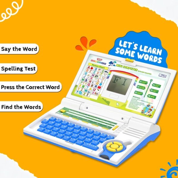 Wembley Educational Kids Laptop For 2-5 Years Boys Girls Computer Toys For 3 Years Ideal Birthday Gift Fun Activity Learning Alphabet,Letter,Words,Games,Mathematics,Music,Logic Memory Tool - Blue - Image 5