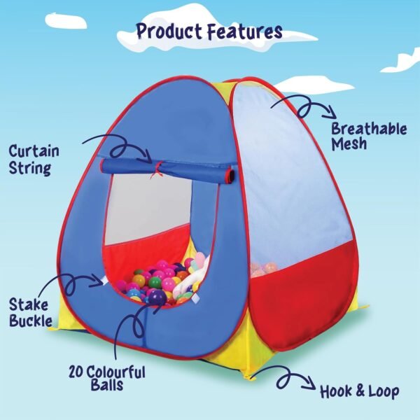 Triangle Shape Foldable Ball Pit,Pop Up Children Play Tent with 20 Balls|Portable Toys Safe for Kids |Foldable Play Tent Indoor Outdoor Toys|Ball Pool for 1-5 Years Kids,Multicolor - Image 5