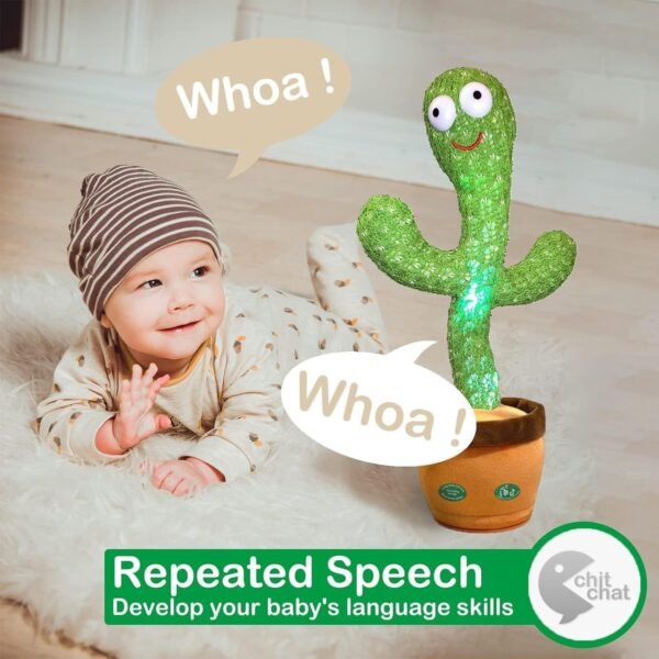 Storio Rechargeable Toys Talking Cactus Baby Toys for Kids Dancing Cactus Toys Can Sing Wriggle & Singing Recording Repeat What You Say Funny Education Toys for Children Playing Home Decor for Kids - Image 5