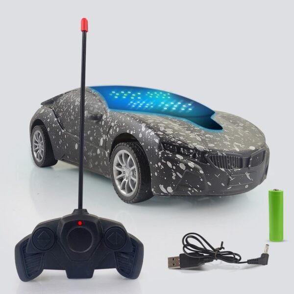 NHR Chargeable 3D Remote Control Lighting Famous Car for Kids 5-10 Years, Stylish Remote Waali Gaadi, Birthday Gift (Black)