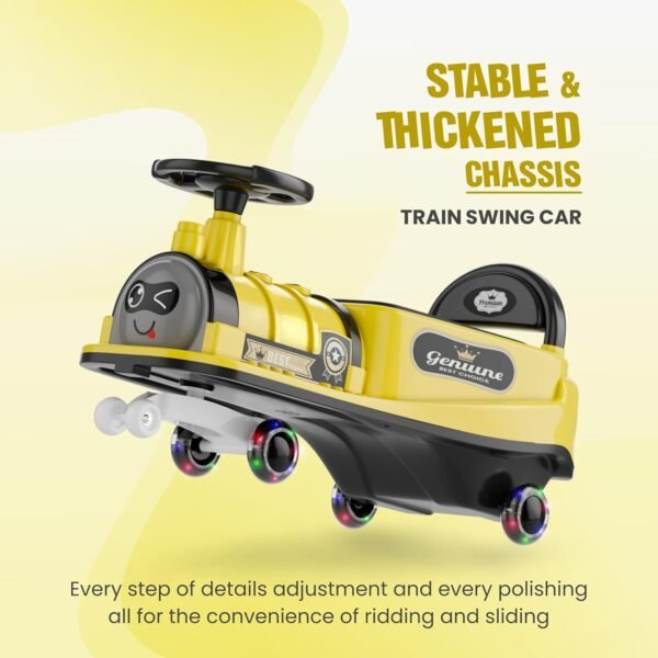 Train Car for Kids 1 Year+ | 2 Year+ | Baby Panda Swing Car | Ride On Car for Kids | Musical Twister Toy Car Magic | Best Birthday Gift for 1-5 Years Baby | Upto 100kg (Yellow) - Image 4