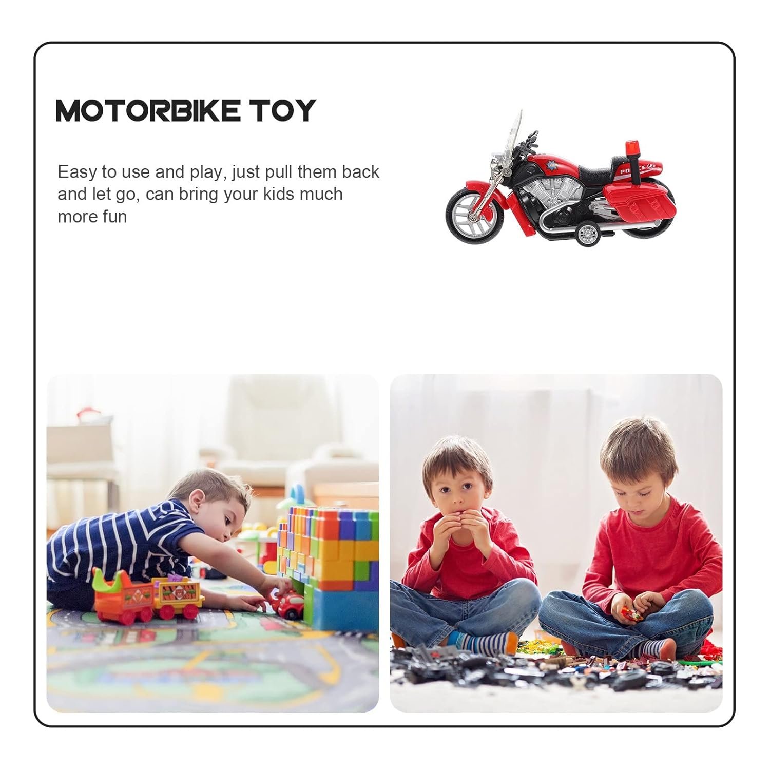 PLUSPOINT Fire Rescue Bike Friction Powered Special Fire Motorcycle Emergency Vehicle Model Toy with Light Music inertial Simulation Toy 3-6 Years Old (Fire Bike-red) - Image 6