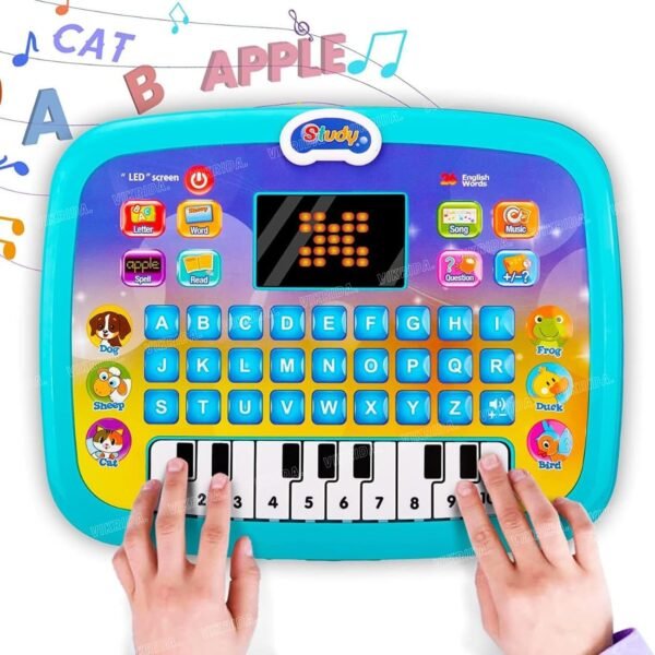 VikriDA Educational Learning Kids Laptop Tablet Computer Plus Piano with led Screen Music Fun Toy Activities for Kids Toddlers to Learn Alphabet ABC/Numbers/Words (Age 1-6 Year Old)