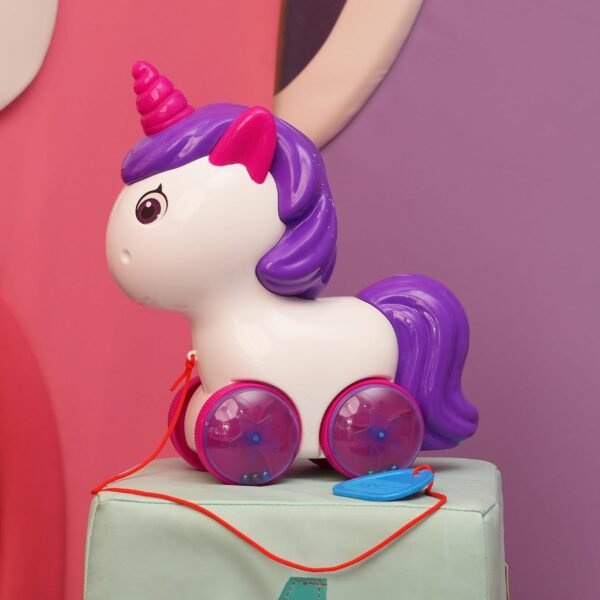 Pull Along Toy for 1+ Years Old Unicorn Pull Along Child Toys 2-5 Years- White - Image 2