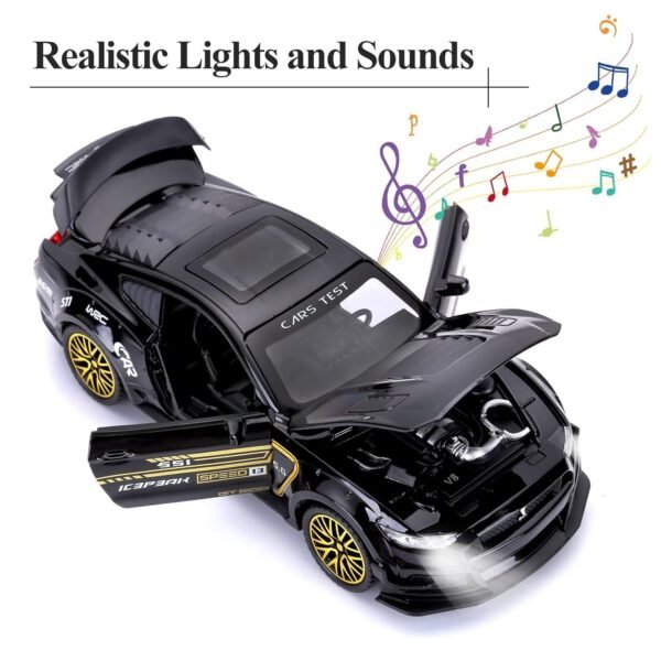 1:32 Mustang GT500 Toy Car Metal Pull Back Diecast Car with Openable Door and Sound Light, Gifts Toys for Kids? Black ? - Image 5