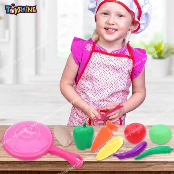 Toyshine Pack of 10 Vegetable Toy Set with Pan | Pretend Play Food Cooking Toy for Kids Learning Educational Toys for Boys Girls Toddler 3-6 Years - Image 2