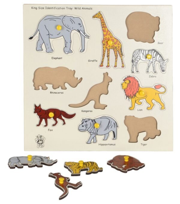 Skillofun MDF King Size Identification Tray, Vivid Wooden Animal Puzzles with knobs Engaging Toddlers - Safe Non-Toxic Material ensures Child Safety - Educational Toy Promoting Hand-Eye Coordination - Image 2