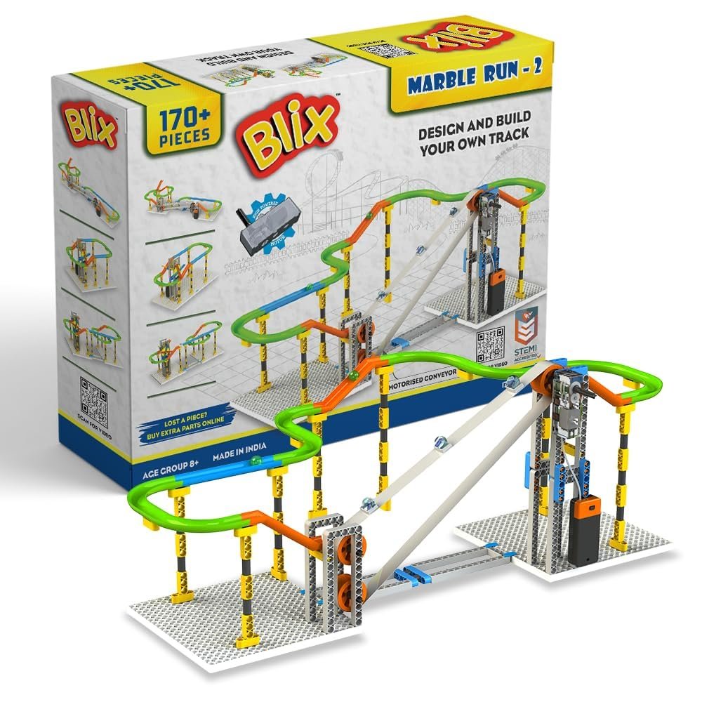 Blix Marble Run 2 | Motorised Conveyor, 4+Models, Age-8+, Best Gift for Kids
