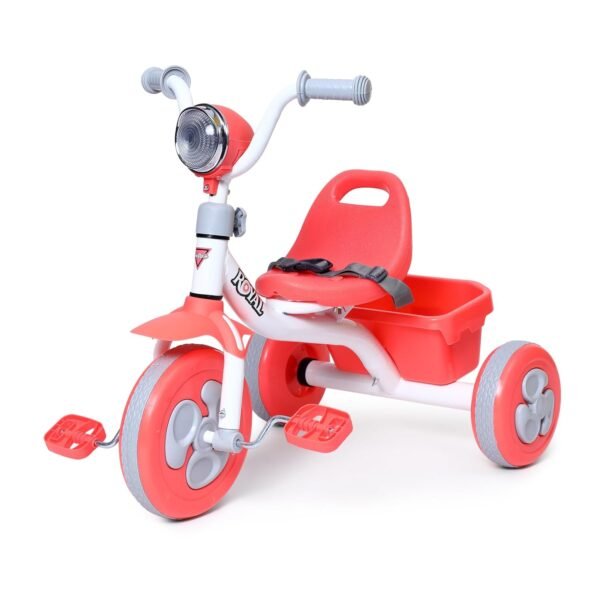 Fun Ride Royal Kids Tricycle - Front Headlight, Musical - 1 Year to 5 Years - Trike for Indoor and Outdoor - Up to 30 Kgs - Made in India (Red)