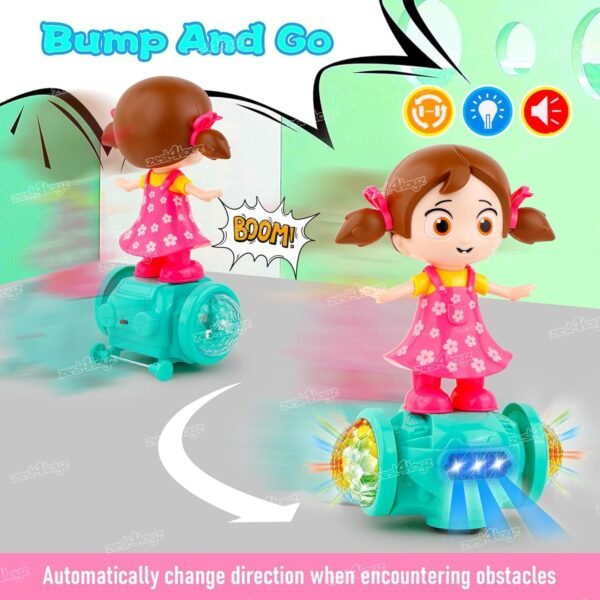 Zest 4 Toyz Musical Dancing Girl Doll Activity Play Center Toy 360 Degree Rotating with Flashing Lights and Bump n Go Action Toys for Kids (Pack of 1) Pink - Image 3
