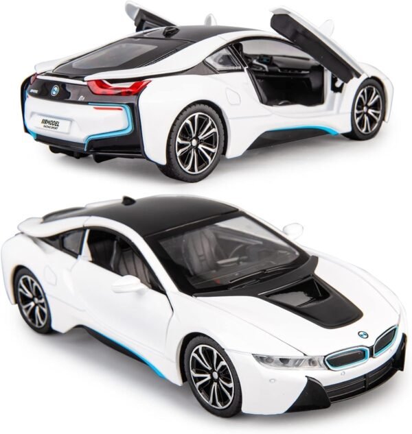 BMW I8 CAR Toy Car Metal Pull Back Diecast Car with Openable Door and Sound Light, Gifts Toys for Kids (Kids Toy Metal car White)