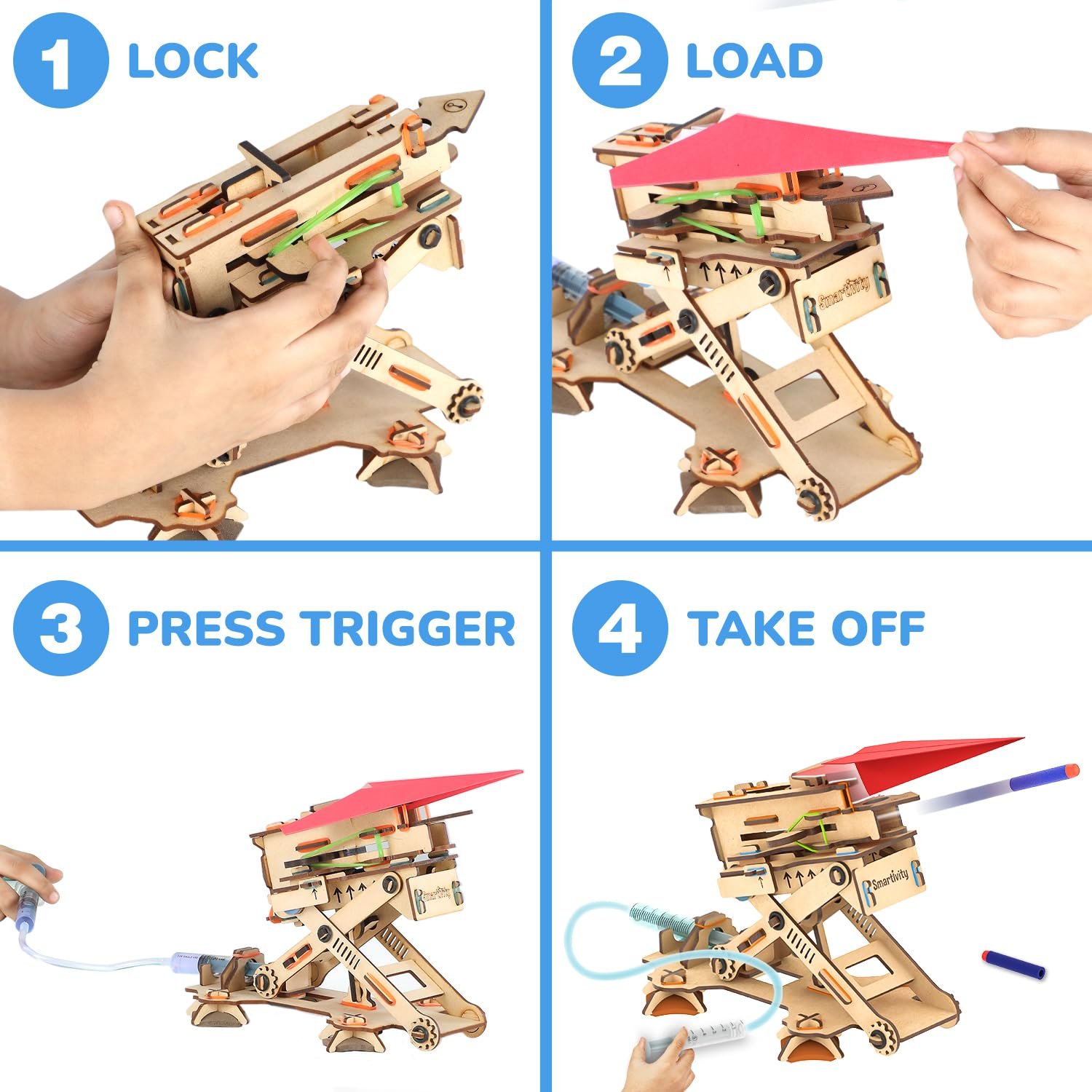 Smartivity 2in1 Hydraulic Aeroplane & Dart Launcher Toy for Kids 6-8-10-12-14 Years Old | Shoots Planes/Darts Far in Air I Exciting Birthday Gifts for Boys & Girls | DIY Science Toy for Kids 6-14 - Image 3