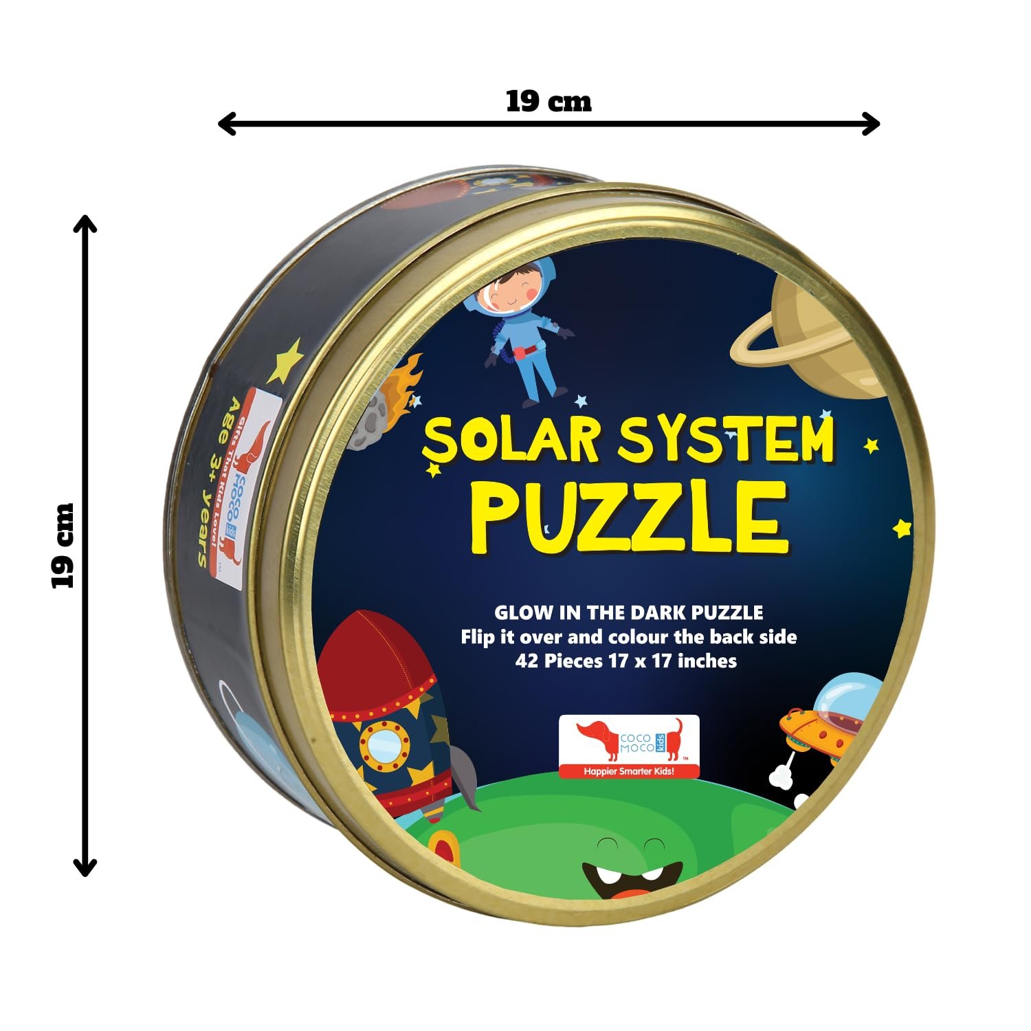 CocoMoco Kids Solar System Puzzle 42 Pcs - Glow in The Dark - Educational Toy - Space Puzzles for Kids Ages 2-6 Year Old Boys Girls Return Gift Jigsaw Puzzles of Planets, Universe (Single Pack) - Image 3
