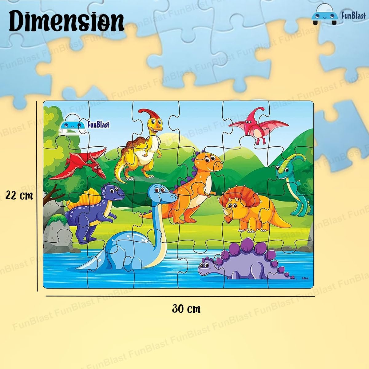 FunBlast Dinosaur Jigsaw Puzzle for Kids Jigsaw Puzzle for Kids of Age 3-5 Years – 24 Pcs (Multicolor, Size 30X22 cm) - Image 3