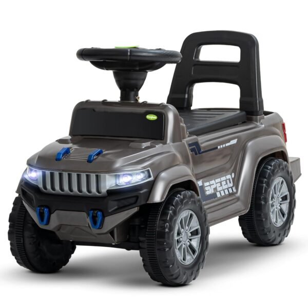 Baybee Speedy Ride on Baby Car for Kids | Ride on Toys Car with Music & LED Light | Portable Push Ride on Jeep with Backrest & Storage Basket | Kids Car to Drive 1-3 Years Boys Girls (Grey)