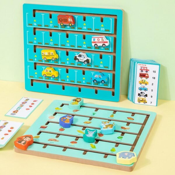 Toy Montessori Slide Puzzle Game Fun Wooden Toy for Boys Girls Child 3+ Year Old Transportation - Image 2
