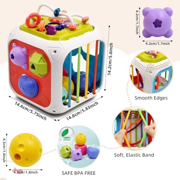 Galaxy Hi-Tech Baby Toddler Activity Cube with Musical Phone,Play Learning Center Toy 7 in 1 Interactive Educational Blocks Activity Multi-Functions,Skill Improvement Early Learning Game Toys,10 Pcs - Image 2