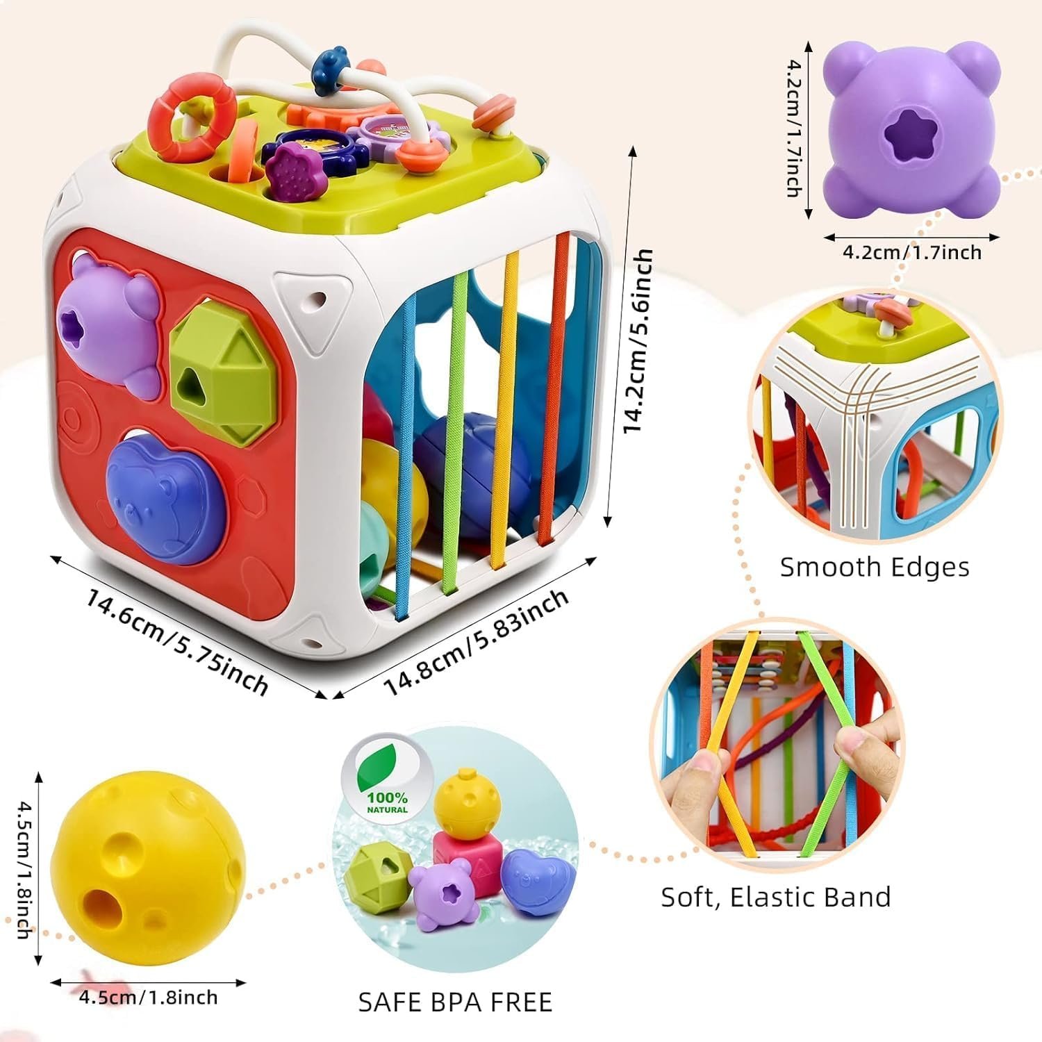 Galaxy Hi-Tech Baby Toddler Activity Cube with Musical Phone,Play Learning Center Toy 7 in 1 Interactive Educational Blocks Activity Multi-Functions,Skill Improvement Early Learning Game Toys,10 Pcs - Image 2
