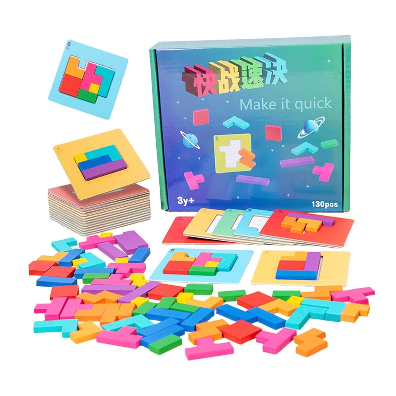 Wooden Blocks Puzzle Puzzle Learning for Boys Girls Kids 3 4 5 6 7 Years Old|Toys & Hobbies | Puzzles | Contemporary Puzzles |110 Building Blocks