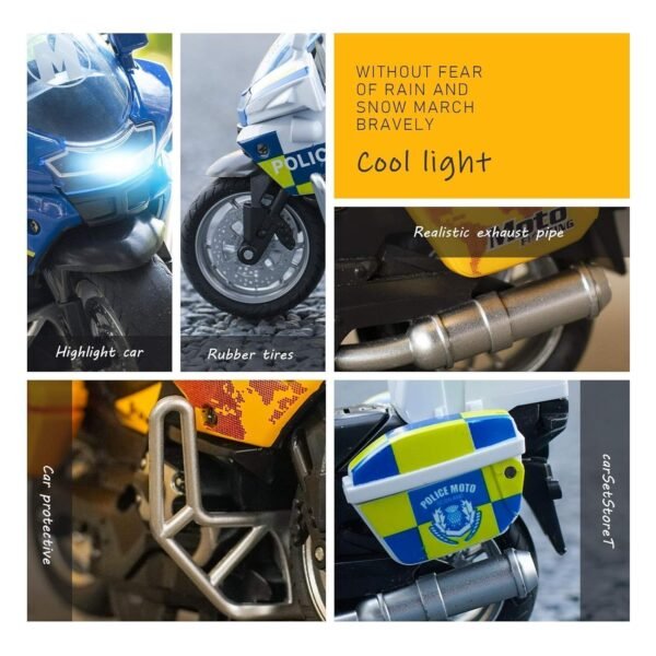 WORSHIPER Police Motorcycle Toy - Pull Back Motorcycle Toys, Tiny Gift with Music Lighting, Latte Motorcycles Toy for Kids Boys Age 3-8 Year Old-Pack of 1[Color As Per Stock] - Image 5