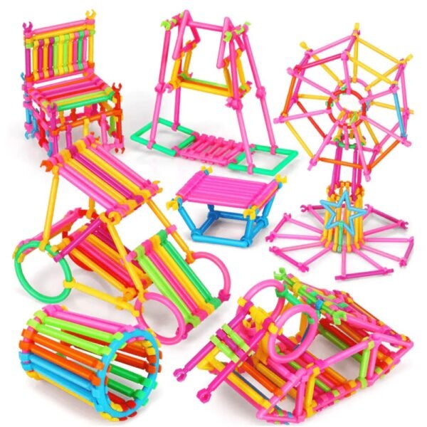 200 Piece Stick Building Blocks Toy for Kids,Block Game for 3-8 Years Old Kids Boys & Girls,Random Color (Block Toys for Kids) (Multicolor3) - Image 6