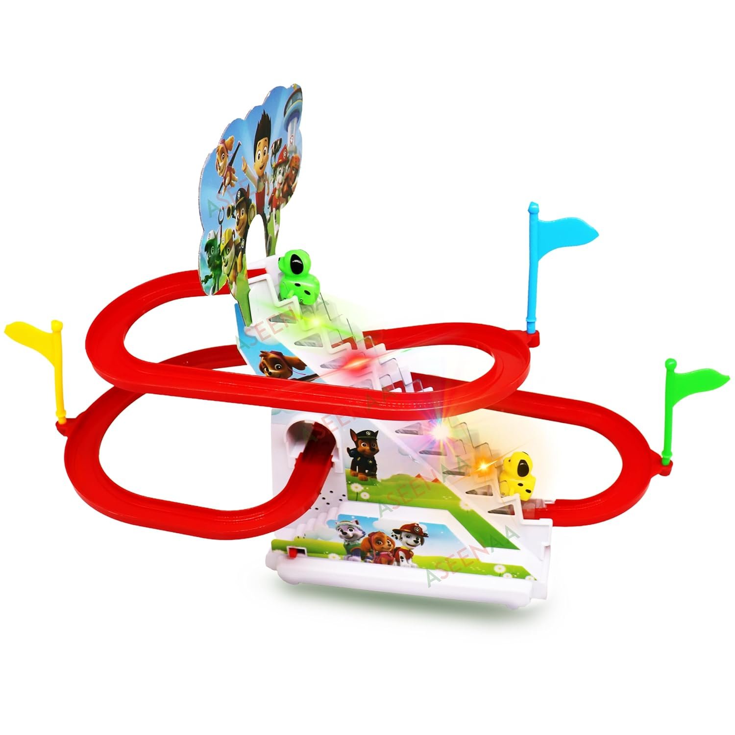 Musical Funny Dog Slide Automatic Stair-Climbing Dog Race Track Set Escalator Toy with Lights and Music for Kids - 3 Dogs Included (Pack of 1,Multicolor)