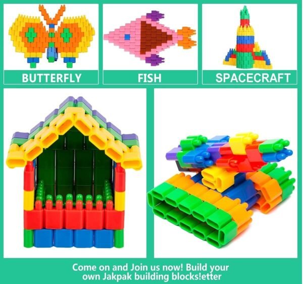 Building Blocks Toys for Kids Education 200 Bullet Blocks Learning Puzzle Toys for Kids,Block Game for 3-8 Years Old Kids Boys & Girls - Multi Color - Image 2