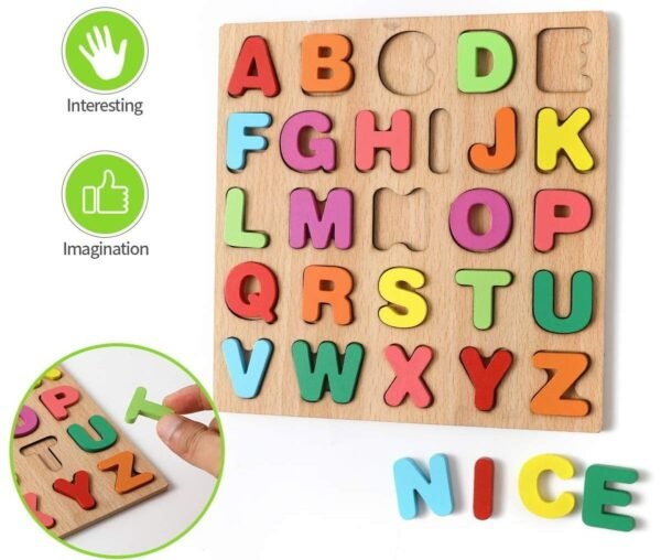 Wooden Learning Alphabets Board for Kids, Puzzle Toys for 2 Years Old Boys & Girls, Toddlers, Preschool Educational Learning Letter (Multicolor Game) - Image 5