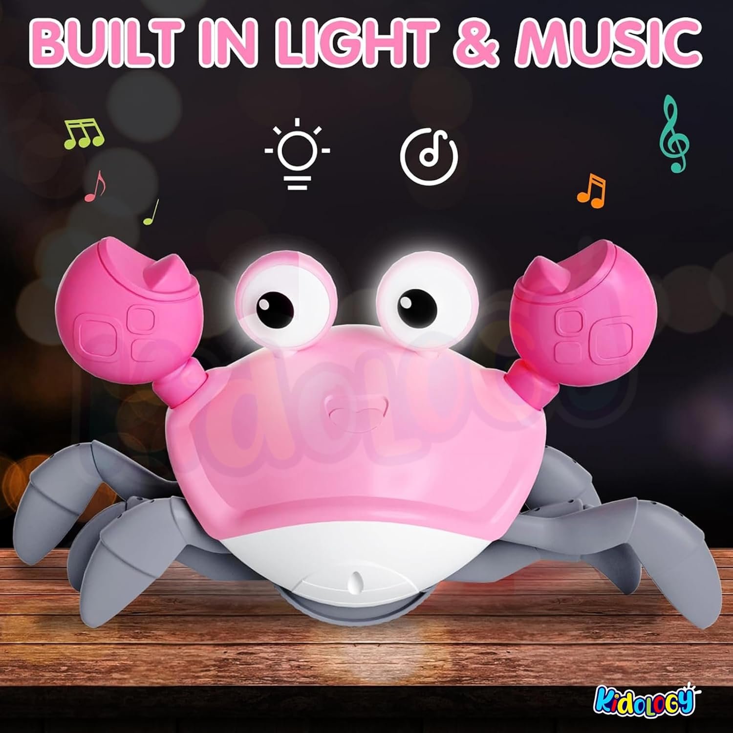 Kidology Crawling Crab Baby Musical Kids Toy with Led Lights & Rechargeable Battery|Interactive Early Learning and Entertainment Toys for Kids Toddlers & Infants|Tummy Time Dancing Toys,Pink - Image 6