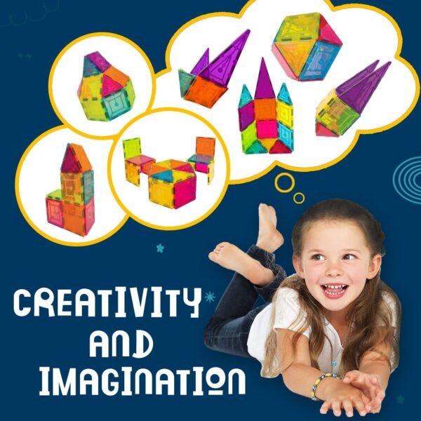 Wembley Magnetic Tiles for Kids|Magnetic Building Blocks for Kids 3 4 5 6 7 8 Yrs|Constructing&Creative Learning Educational Brain Toys|STEM Learning Kit Magnetic Toys (16 Pcs),Multicolor - Image 6