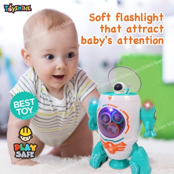 Toyshine Space Rocket Musical Toy with Moving Gears Flashing Lights and Rotation Feature, Toy for 2-5 Year of Old Boy Girl Birthday Present - Image 3