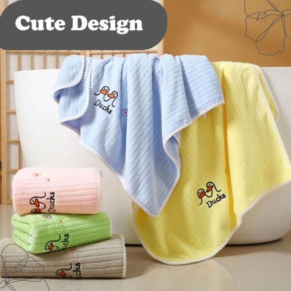 Koochie-Koo Cotton Baby Bath Towel, Ducks Printed Organic Face Towel for Baby Boys & Girls, Super Soft Reusable Hand Towel for Infants, Quick Absorbent Wash Cloth for Newborn, (Set of 3, Assorted) - Image 3