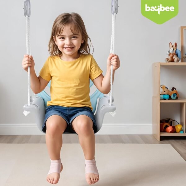 Baybee Baby Swing Chair for Kids, Adjustable Baby Swing Toy with Backrest & Rope | Jhula for Kids | Baby Hanging Jhula Swing Chair for Kids Indoor Outdoor 1 to 3 Years Boy Girl (Sky Blue) - Image 6