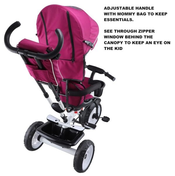 JoyRide Plug N Play Kids/Baby Tricycle with Parental Control, Storage Basket, Canopy, Cushion Seat and Seat Belt with Safety Guard for 12 to 48 Months Boys/Girls/Carrying Capacity 30 Kgs - Image 6