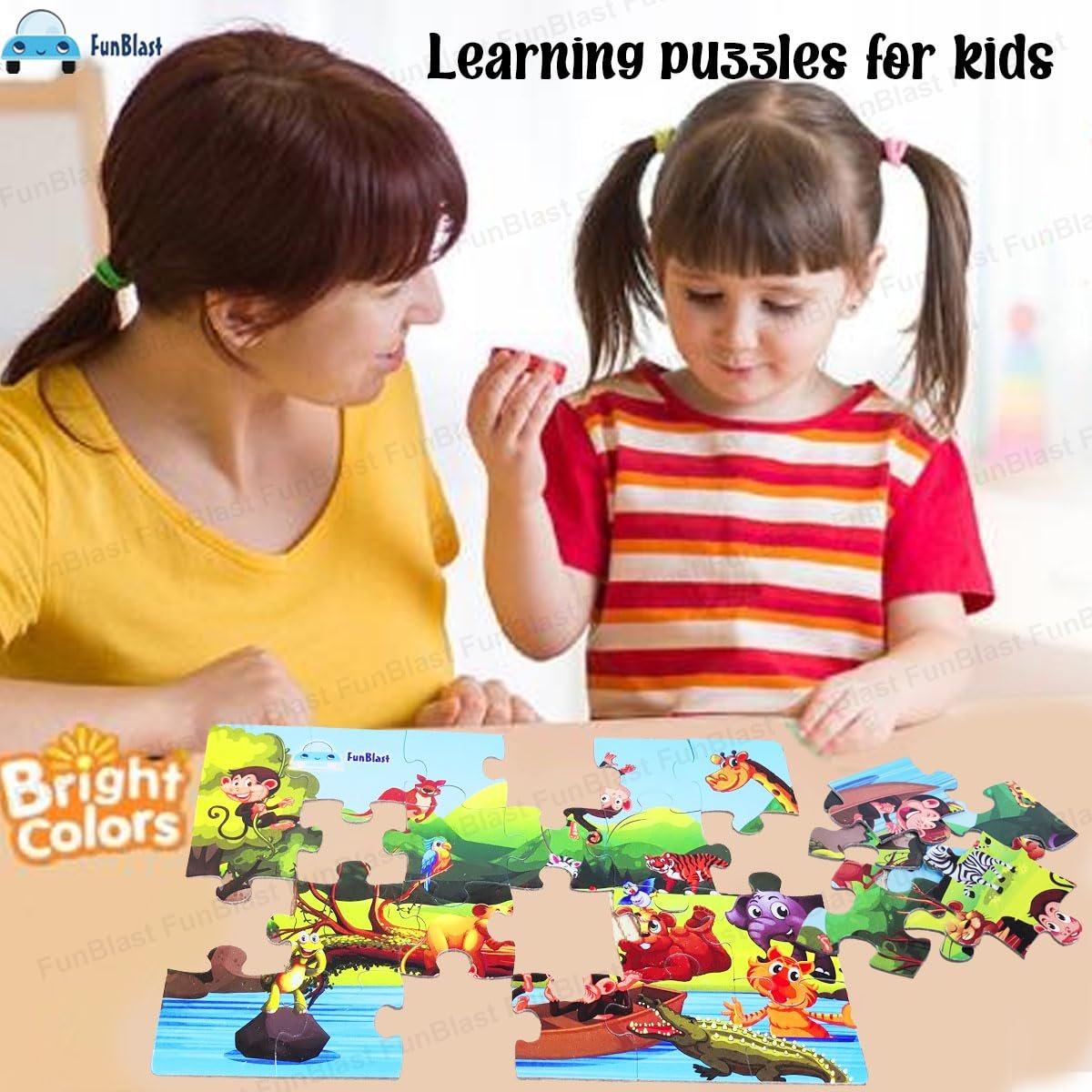 FunBlast Kids Puzzles, Animal and Birds Jigsaw for Ages 3-5 Years, Set of 4-96 Pcs (Multicolor, Size 30X22 CM) - Image 6