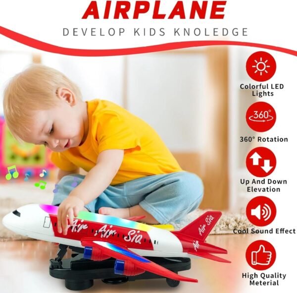 Bump & Go Action Musical Airplanes Toy with Flashing Lights & Sounds, Up and Down Feature Toddler Toys for 3-5 Years Old Boys Girls - Image 3