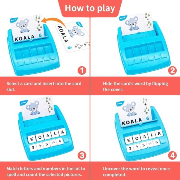 PLUSPOINT Educational Game of Learning Words with Flash Cards 2 in 1 Matching Letter and Number Games for Boys and Girls Sight Words Recognition Kindergarten Teaching Tools Preschool 3-8 Years Old - Image 4